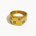 Classic Tarnish Free Waterproof Stainless Steel 18k Gold Plated Zircon Flower Chunky Ring for Women Fine Jewelry