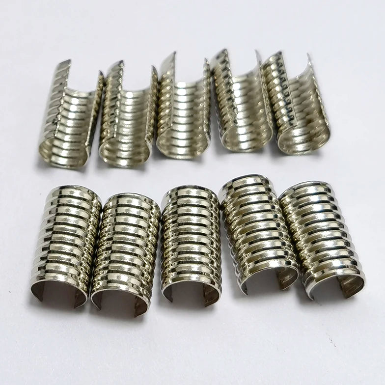 Leather Rope Clip 9x14mm Silver Round Fastener Crimping Cord String Leather Rope Clip Foldable for Diy Necklace Jewelry Making