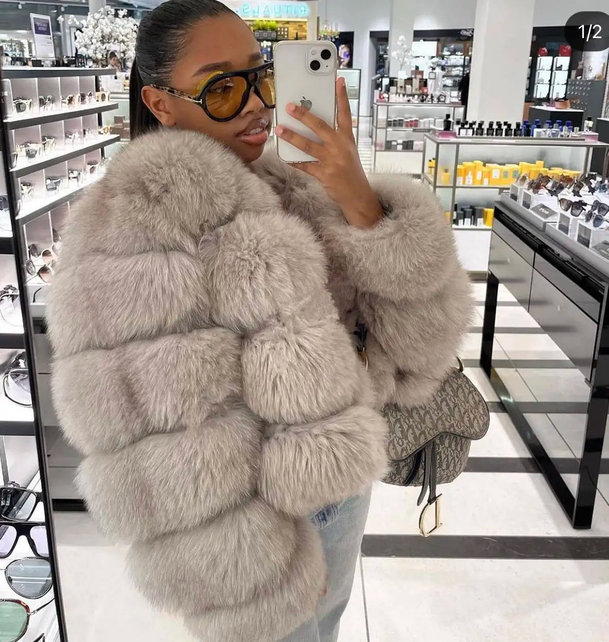 2024Luxurious Fur Coat Women Cropped Real Fur Jacket Customizable Real Fox Fur Coat