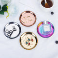 Golden Jewelry Dish Plate 4 Inch Stainless Steel Mini Gold Decorative Jewelry Round Metal Tray Silver Rainbow Small Vanity Tray