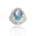 Abiding Jewelry Custom Fashion Oval Glass London Blue Color 925 Sterling Silver Jewelry Vintage Ring Party Ring