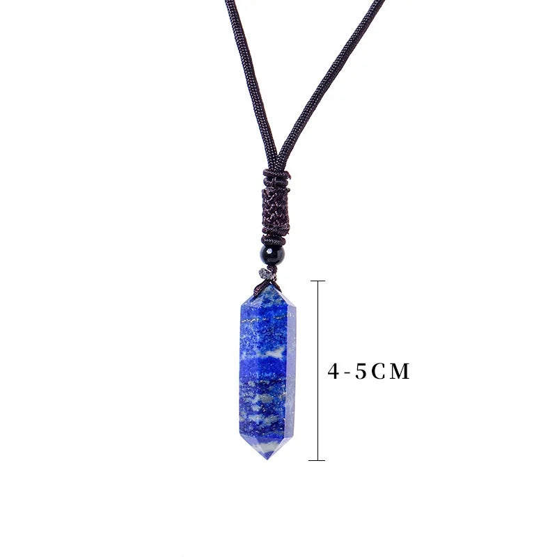 HZ Natural Lapis Lazuli Rose Quartz Clear Crystal Opalite Multifaceted Pointed Pendulums Reiki Healing Pendants