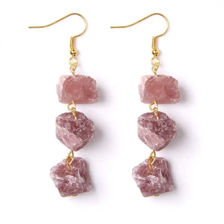 SC 2023 Hot Selling Raw Clear Crystal Earrings Girlfriend Gift Simple Irregular Natural Crushed Stone Earrings for Women