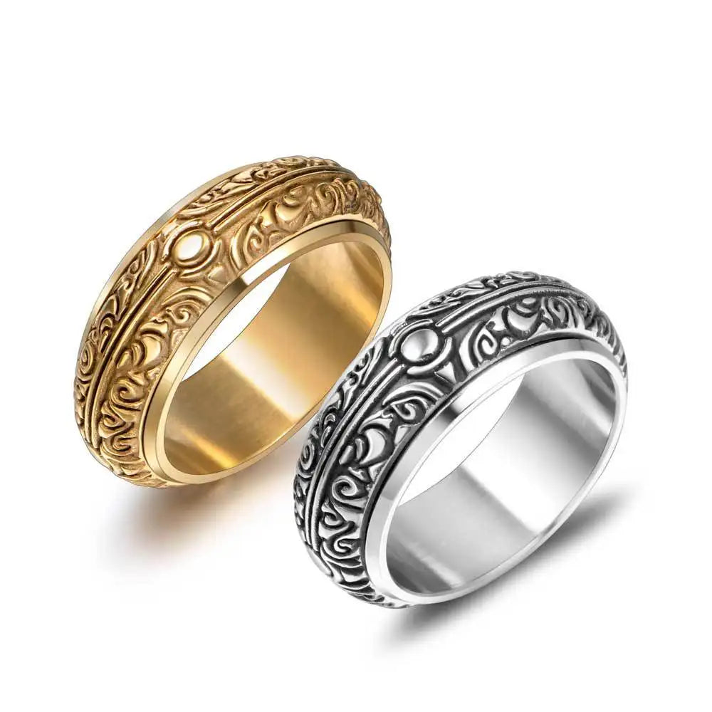 Vintage Retro 18K Gold Plated Stainless Steel Fidget Spinner Rings Magical Astronomical Sphere Cosmic Party Anxiety Ring