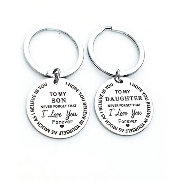TO MY SON DAUGHTER  Lettering Stainless Steel 26 DIY Letter Key Chain Creative Gifts
