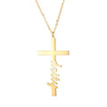 Collar Con Nombre Custom Stainless Steel Name Letter Necklace Personalized Creative Cross DIY Name Customize Pendant Necklace
