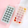 21 Cavities Easy Release Flexible Mini Circle Square Heart Shape Ice Cube Trays Mold Silicone Ice Mould with Plastic Lid