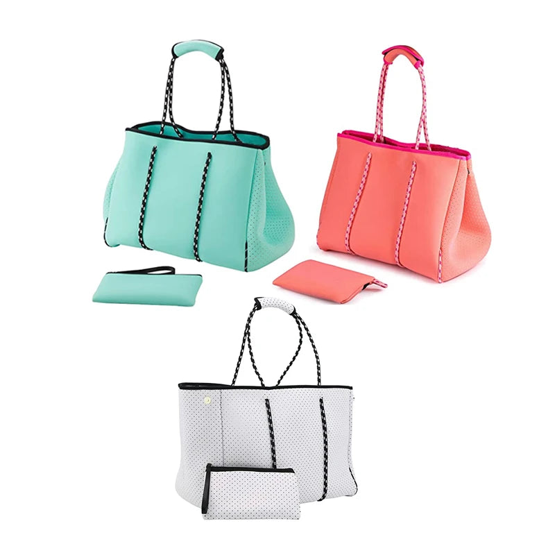 Wholesale Big Capacity Diaper Bag Neoprene Beach Tote Bags for Ladies