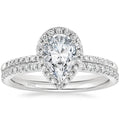 OAHLAN 925 Sterling Silver Teardrop Bridal Rings Sets Halo Cubic Zirconia Solitaire Engagement Wedding Band for Women