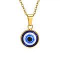 Waterproof Gold Plated Stainless Steel Turkish Eye Necklace Blue Eye Pendant Necklace Jewelry for Women