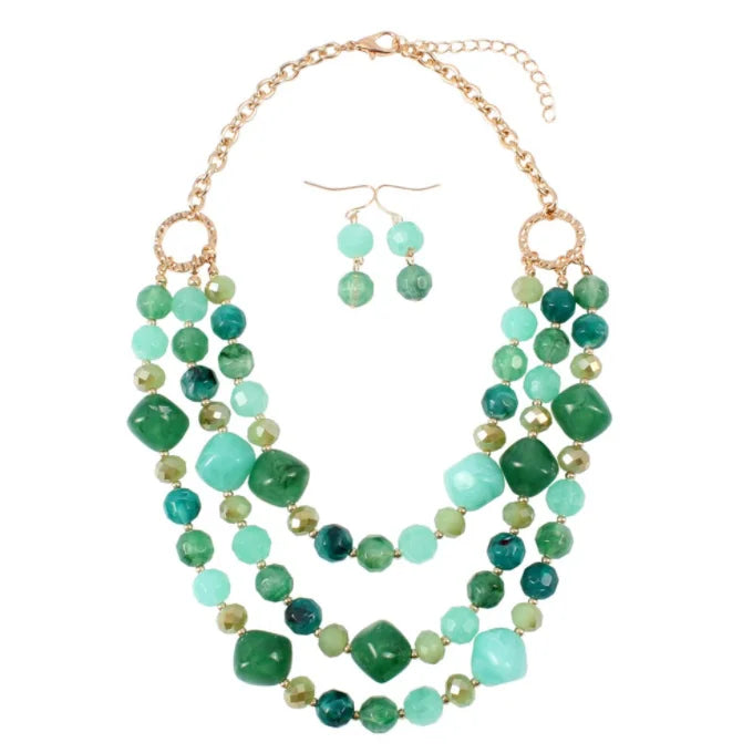 Fashion Irregular Acrylic Beads Multilayer Jewelry Necklace Set for Women