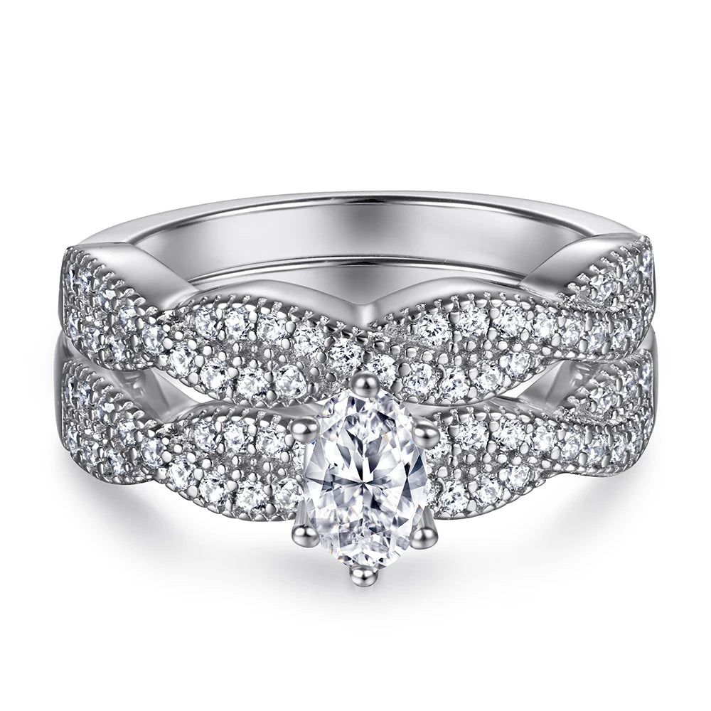 Classic Oval Shaped 6mm Six Claw 925 Sterling Silver Wedding Rings for Women