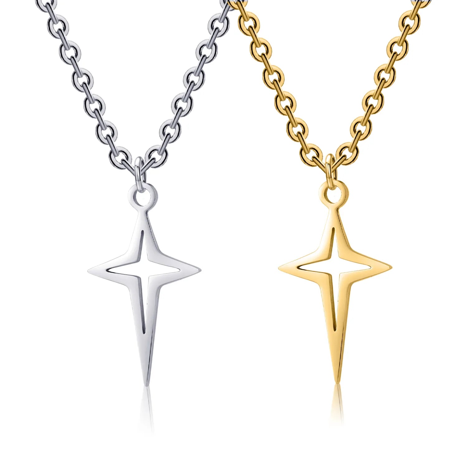 Nabest Woman's Waterproof Hollow Star Necklace 18K Gold Plated Stainless Steel Pendant Necklaces Jewelry