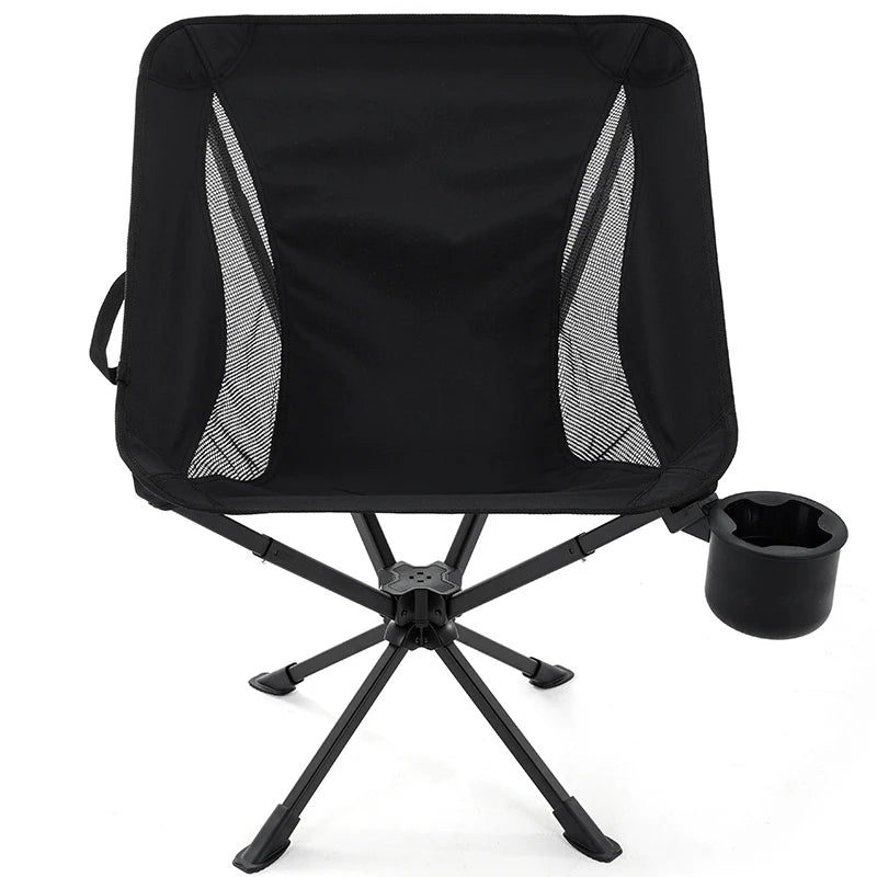 7075 Aviation Aluminum Alloy Portable Foldable Swivel Camping Chair Quick Open Rotatable Folding Camping Moon Chair