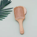 Factory Wholesale Soft Bamboo Scalp Massage Paddle Hair Brush Customized Square Air Cushion With Natural Bristle Box Package
