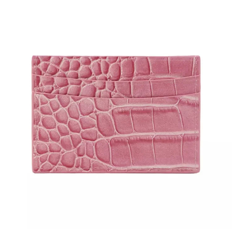 Crocodile-Patterned Leather Card Holder Personalized Ultra Slim Designer Card Wallet Customization