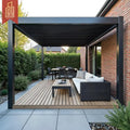 Motorized Aluminum with Adjustable Louver Roof Garden Patio Yard Outdoor Entertaining Waterproof Sunshade Gazebo Pergola