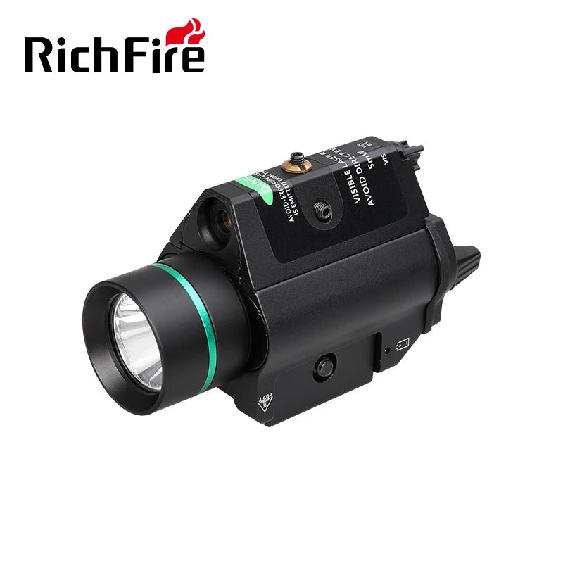 RichFire High Quality LED Light 1000 Lumens White Lighting Combo Flashlight Green Laser