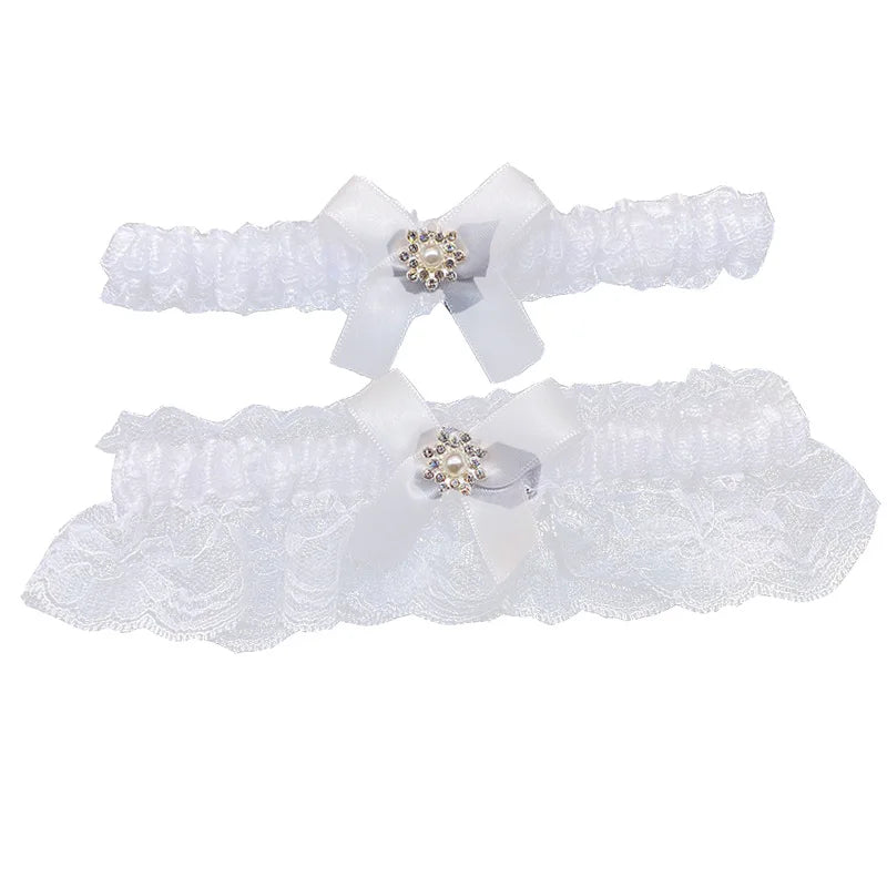 Fashion Trendy Lace butterfly Knot Bow Design Rhinestone Beads Leg Chain for Wedding Party Leggings Women