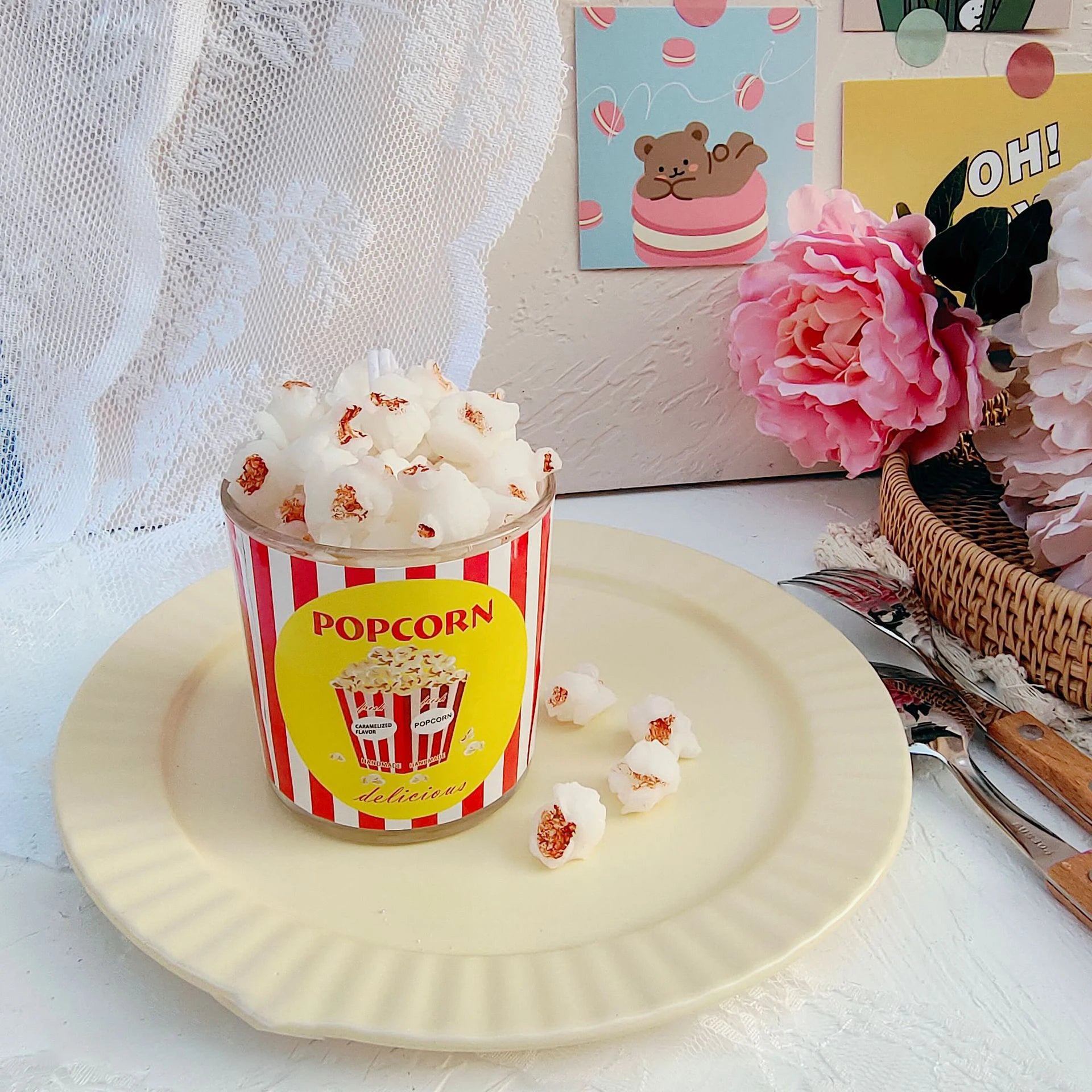 Popcorn Candles Soy Wax Vivid Model Handmade Gift Creative Shape Popcorn Scented Candles