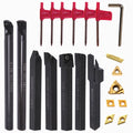 7pcs 12mm Shank Lathe Boring Bar Turning Tools Holders Set With 7pcs Carbide Inserts and Wrenches Cnc Cutting Tools