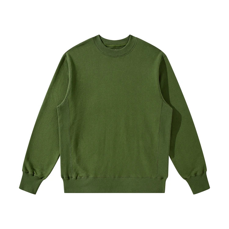 Green Heavyweight Cotton Polyester Crewneck Sweatshirt for Women Men's Winter Pull Over with Digital Printed Letter Pattern