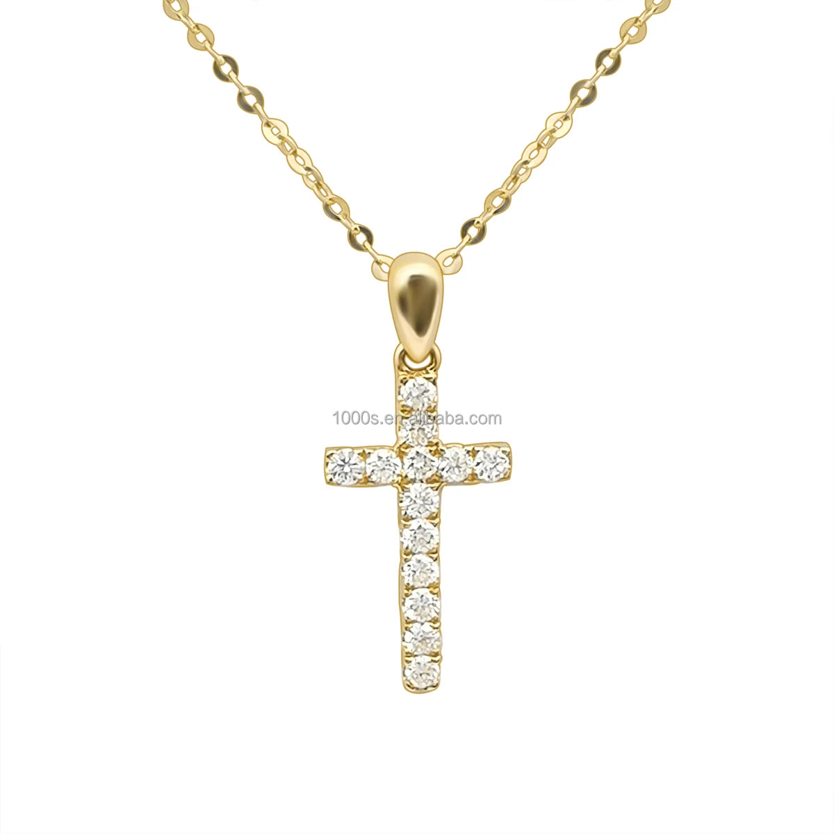 Wholesale 18K Gold Pendant Necklace Brilliant Cut Diamond Cross Design for Children Men Women Unisex Trendy Certified Jewelry