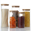 Kitchen Canisters Bamboo Lids Food Storage Jar Use Glass Clear Glass Home Christmas Luxury Space Valentine Custom Party Gifts