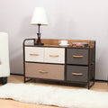 Fabric 5-Drawer Wide Storage Dresser with Metal Frame Classic Style Home Storage Save Space MegaBDM