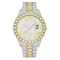 2024 New Hip Hop Jewelry Iced Out Crystal Quartz Watches Stainless Steel Roman Numerals Watches 18K Gold Diamond Bezel Watch