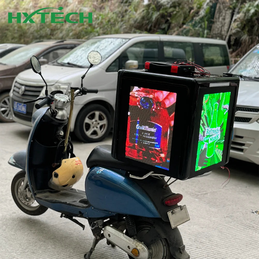 China Advertising LED Food Delivery Box GPS Delivery Box Led Display LED Panel Screen  Box for Meal Delivery