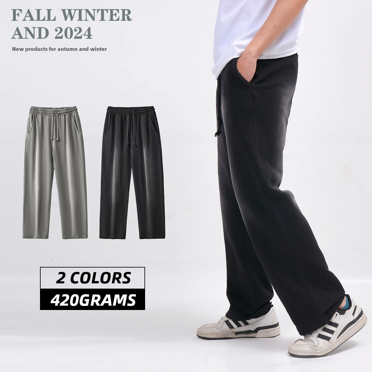 Wholesale Custom Streetwear Jogger Blank Printed High Quality 100% Cotton Heavyweight 420G Custom Sweatpants Men