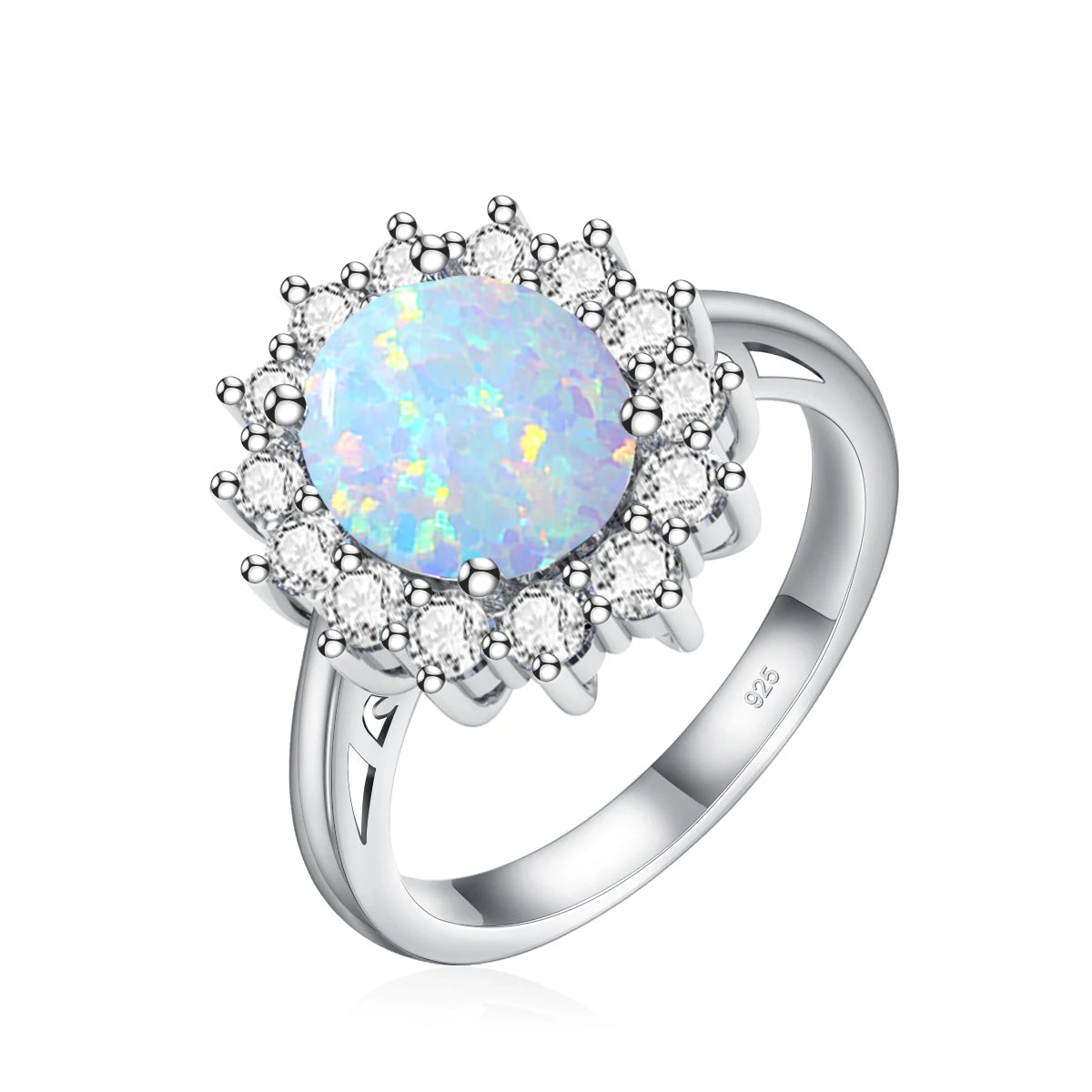 Premium Quality Royal Jewelry Gift Woman 925 Sterling Silver Birthstone Opal Rings Jewelry Bijoux