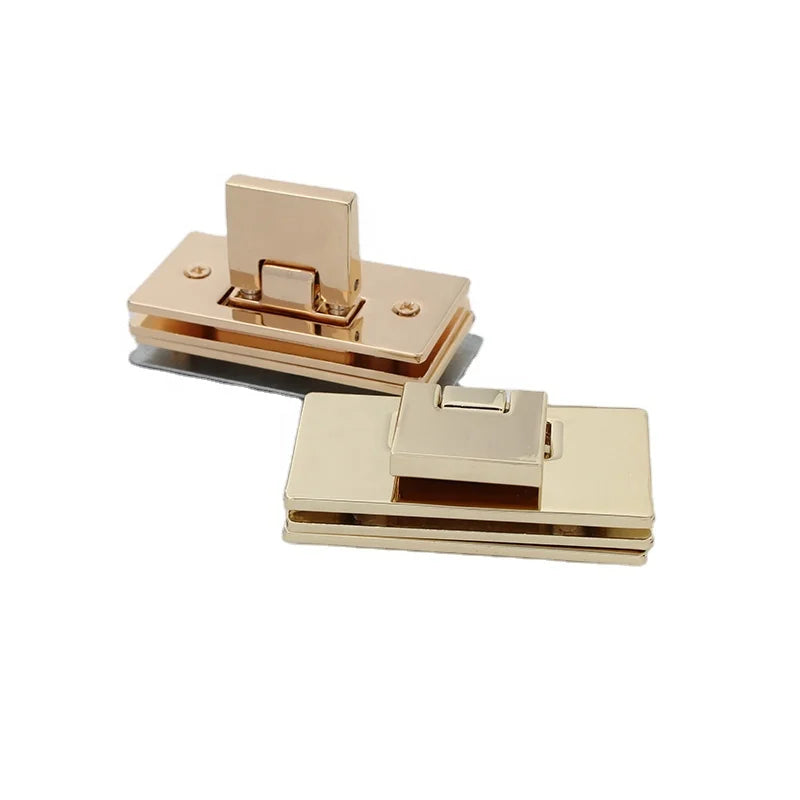 Zinc Alloy Metal Hardware Turn Press Magnetic Snap Purse Lock Buckle Key Lock Key Box Twist Lock Clasp