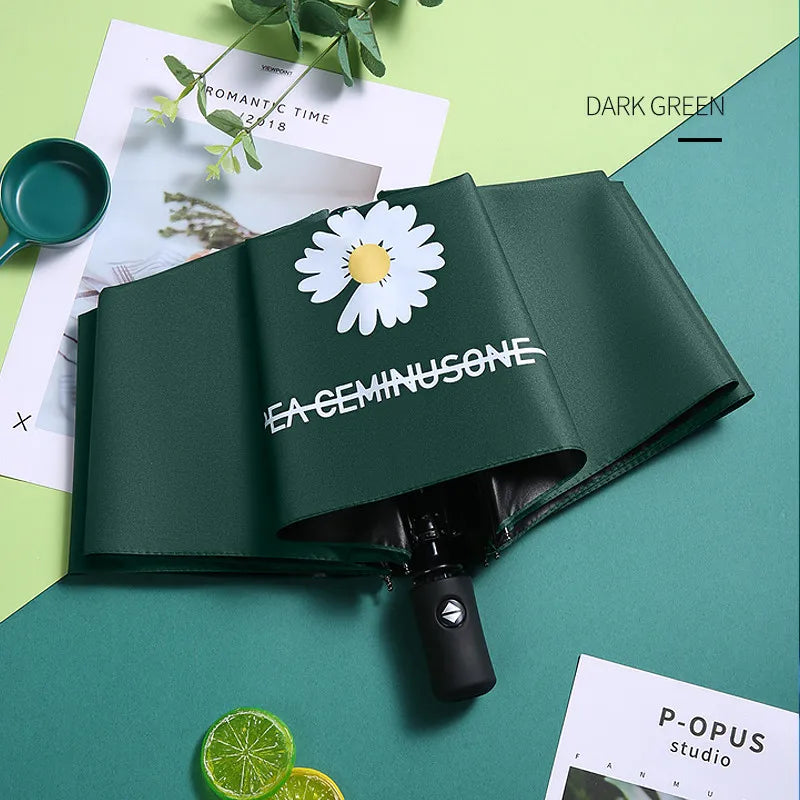 Daisy Full Automatic Folding Umbrella  Black  Sunscreen Umbrella Advertising Umbrella Custom logo