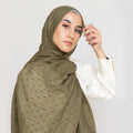 Sharut NEW Wholesale Customize Soft TR Cotton Line Modal Hijab Muslim Women Shawl Dot Embossed Woevn Viscose Hijab Scarf