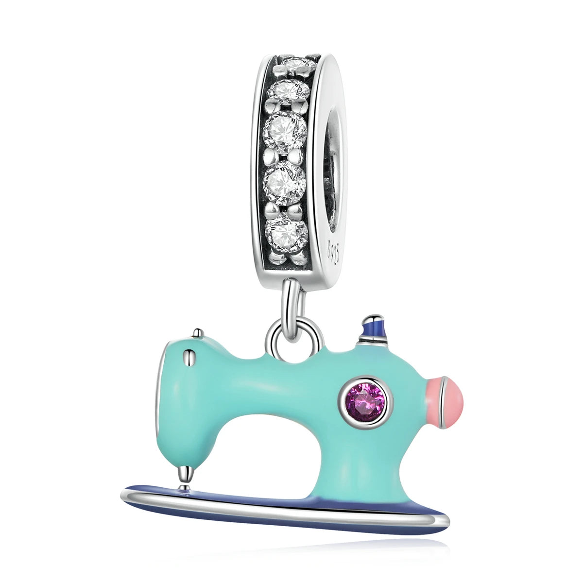 925 Sterling Silver Colorful Sewing Machine Charm Bead Pendant Fit Original Bracelet Necklace for Women Jewelry SCC2224