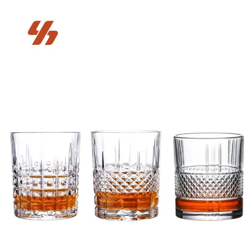 Wholesale Old Fashioned Lead-Free Crystal Whiskey Drinking Glass Cup Luxury Diamond Liquor Glassware