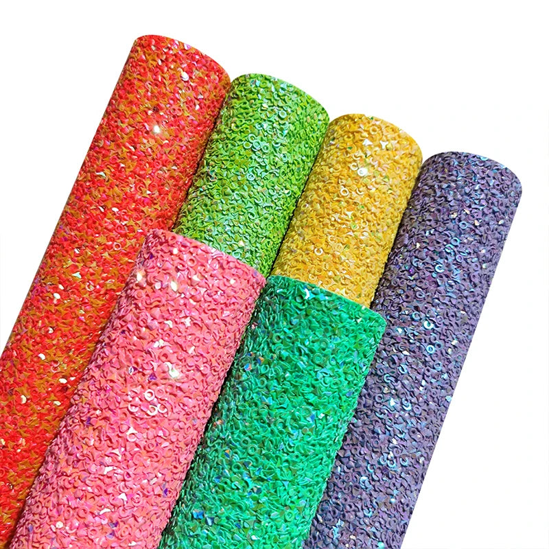 High Chunky Glitter Leather Sheets Fabric Multicolored Sexy Circle Design PU Material for Making High Heel Woman Shoes & Boots