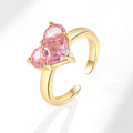 Trendy Love Pink Zircon Ring for Female Elite Elegant Luxury and Cute Girl Opening Index Finger Ring Wedding Engagement Jewelry