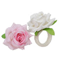 Champagne Rose Napkin Rings Elegant Floral Wedding Hotel Table Decor Jute Twine Napkin Holders Valentines Day Dining Accessories