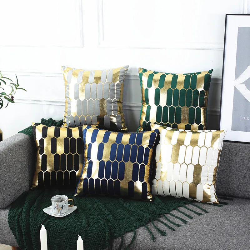 Custom Gold Foil Printed Velvet Cushion Cover Throw Pillow CaseDesigner Gift Home Cushion Cover Pillowcases Pillow Cover