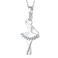 Custom Designers Women Ballet Dancer Rhodium Plated Pendants CZ 925 Silver Ballet Pendant for Sterling