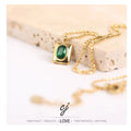 Carline Trendy Stainless Steel 18K Gold Plated Zircon Pendant Necklace with Claw Setting and Ball Chain for Women