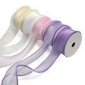 Ruffled Wired Solid Color Floral Bouquet Wrap Organza Ribbon for Gift Packaging