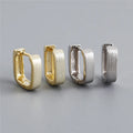 SP Chunky Style Geometric Hoops S925 Sterling Silver Metallic Rectangle Square Hoop Earrings