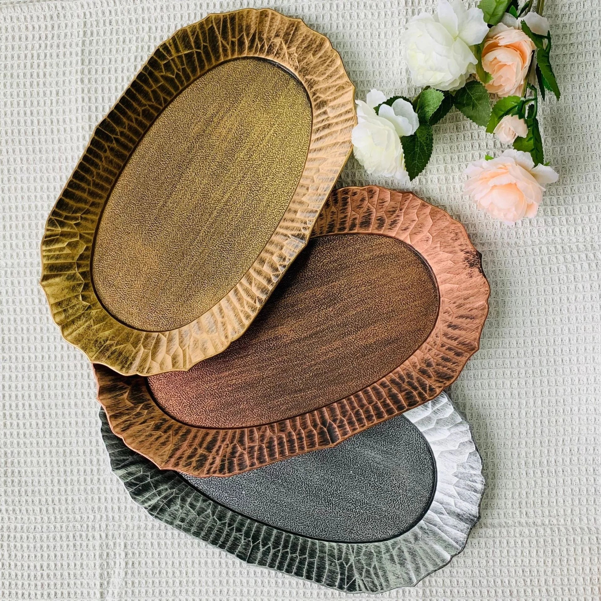 Oval Multicolor Advanced Irregular Edges Unique Patterns Wholesale Gifts Fruit Bowl Tray Decorative Charger Plate Ornaments