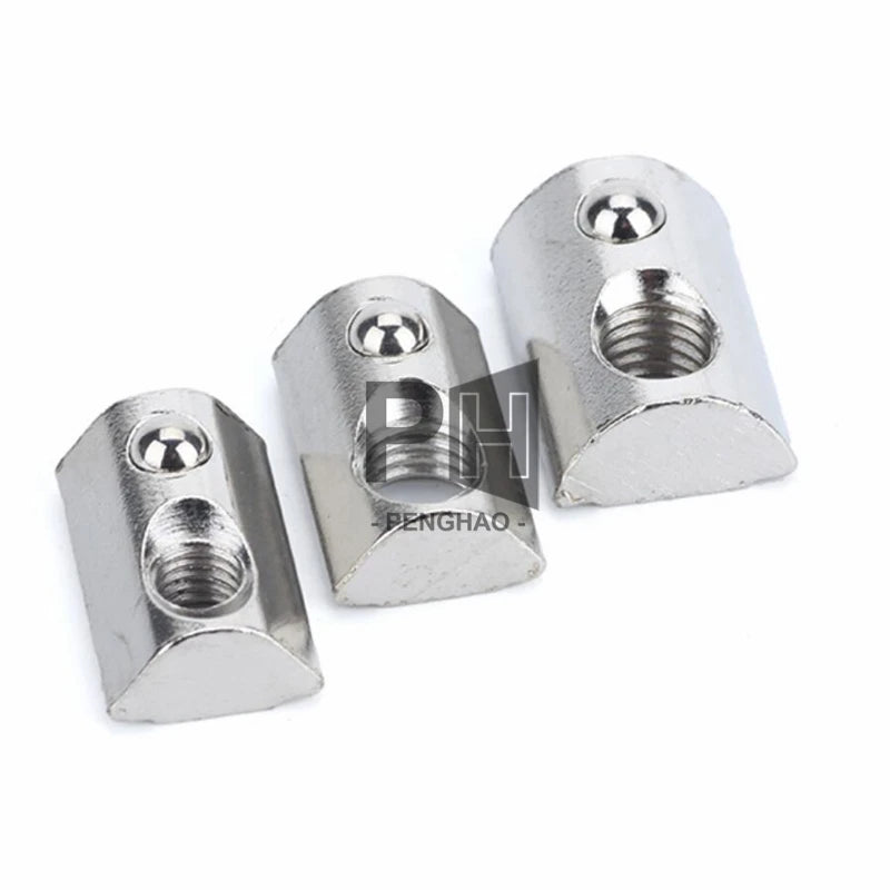 M3 M4 M5 M6 M8 Roll-in Slot Nut T-nut Half Round Ball Elasticity T Spring Nut Nuts for EU 2020 3030 4040 4545 Aluminum Profile
