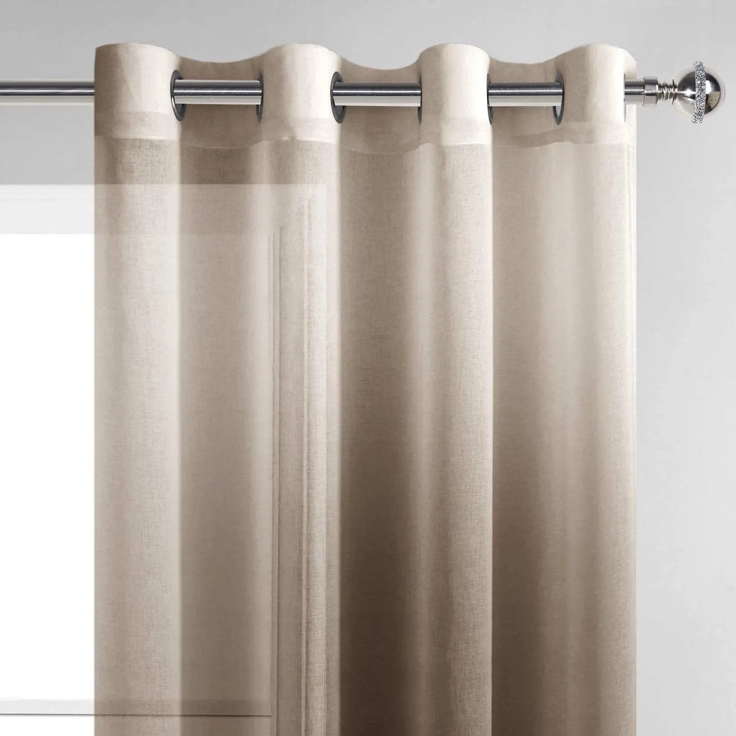 XinLan Linen Look White Sheer Curtain for the Living Room