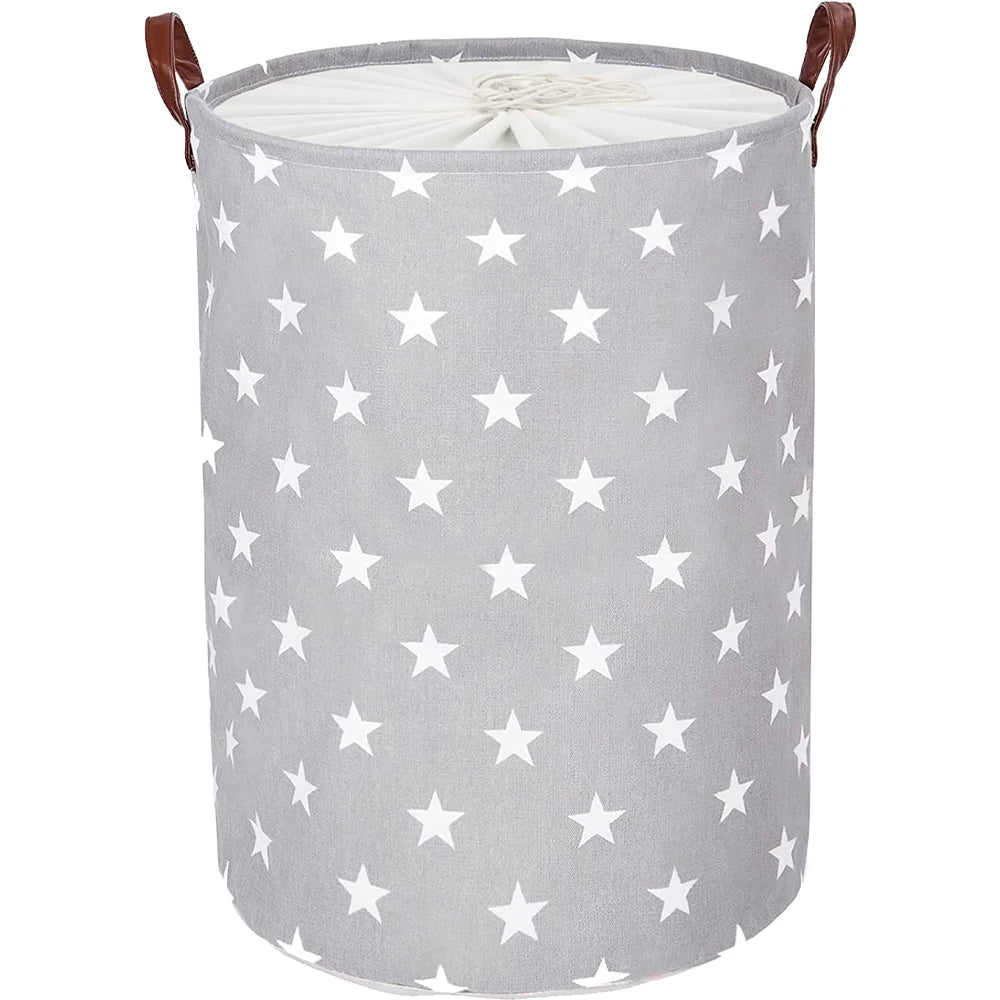 24-Inches Freestanding Laundry Basket with Lid Collapsible Extra Large Drawstring Clothes Hamper Storage with Handle